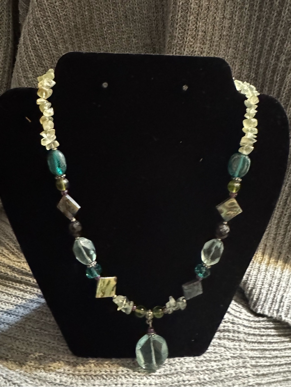 Vintage Abalone & Glass Beaded Statement Necklace - Brand